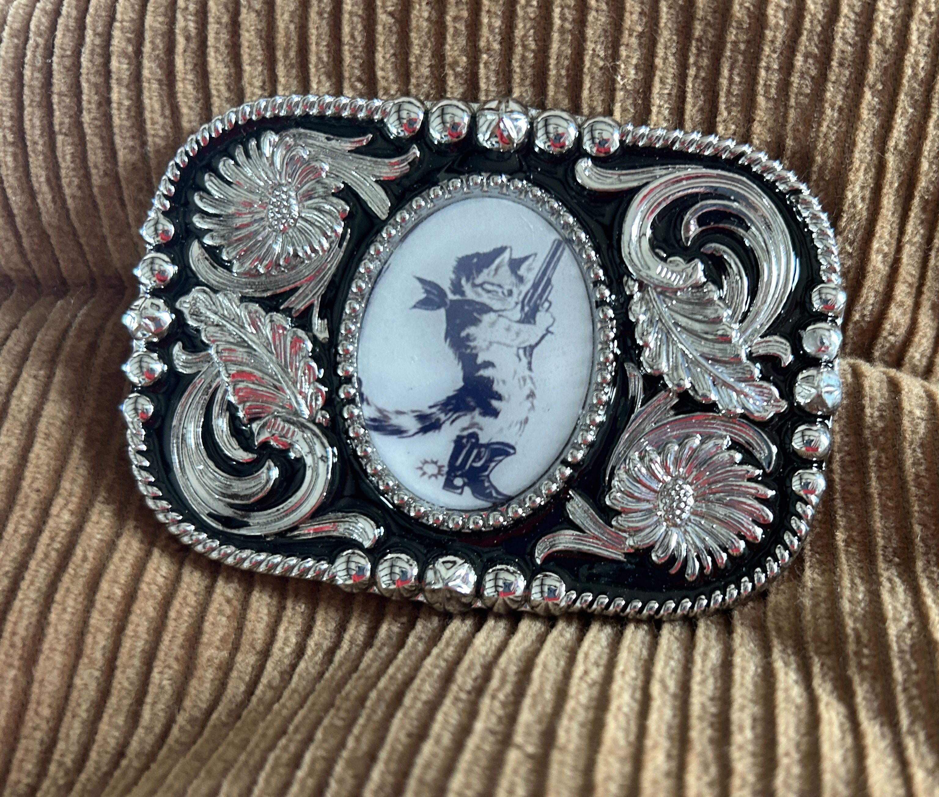Western Kitten Bandit Belt Buckle
