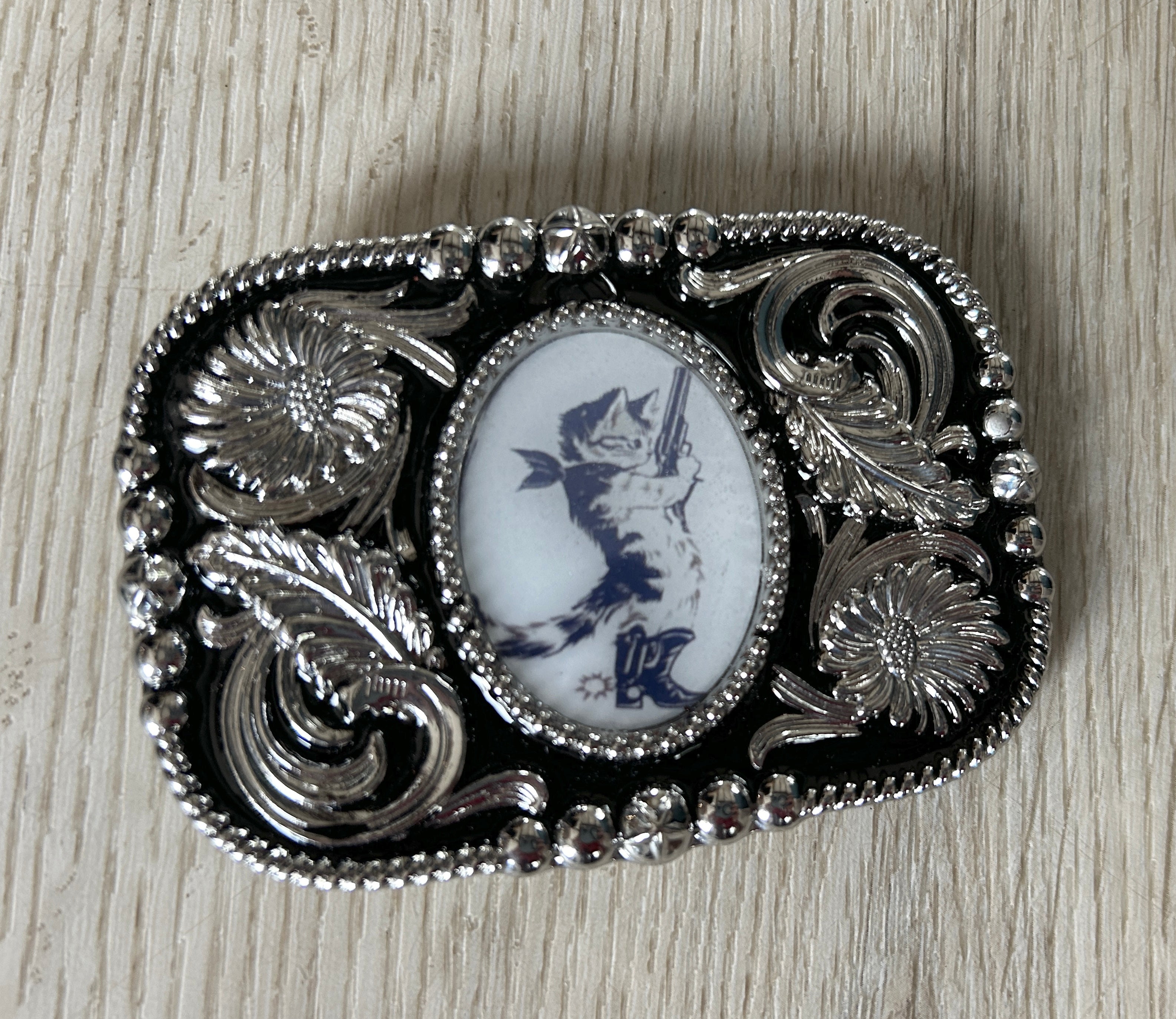 Western Kitten Bandit Belt Buckle