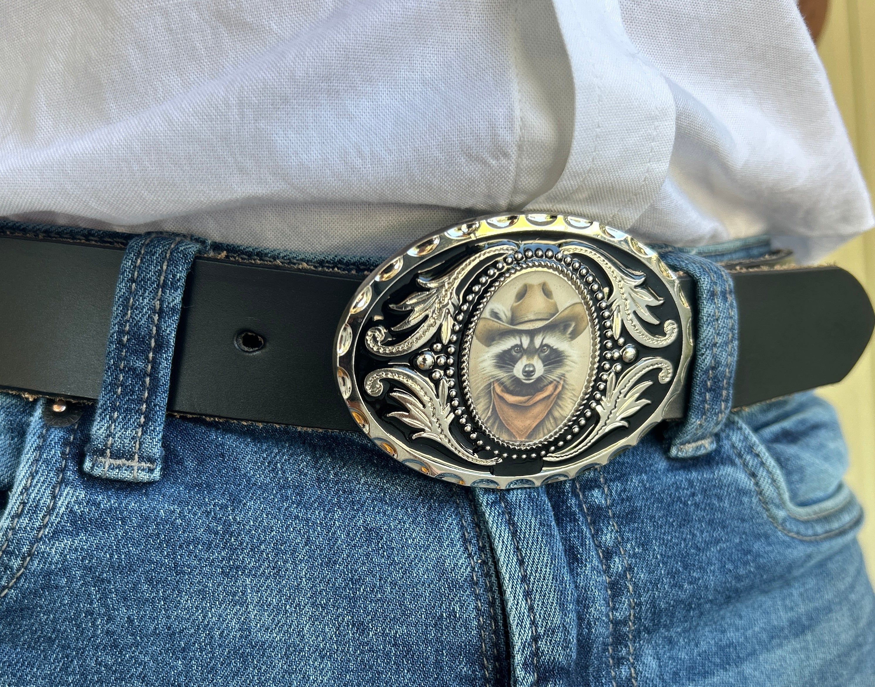 Country Raccoon Belt Buckle