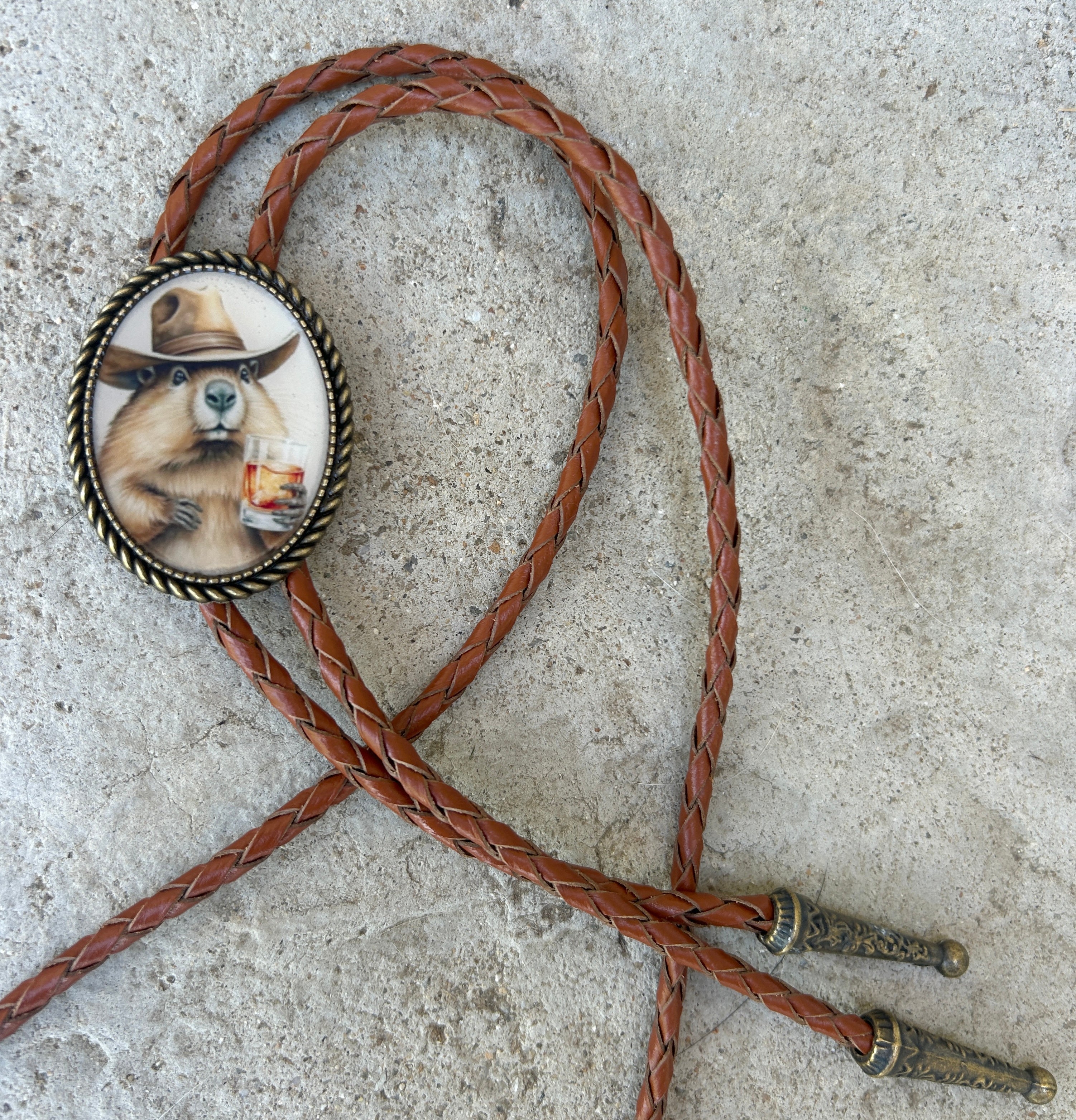 Bourbon Beaver Bolo Tie