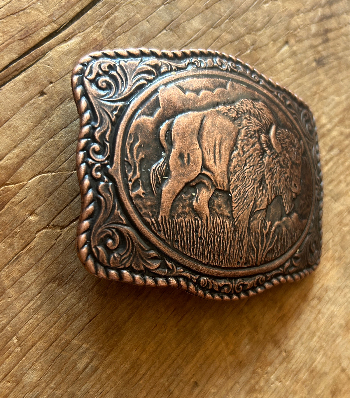 Copper Buffalo Belt Buckle