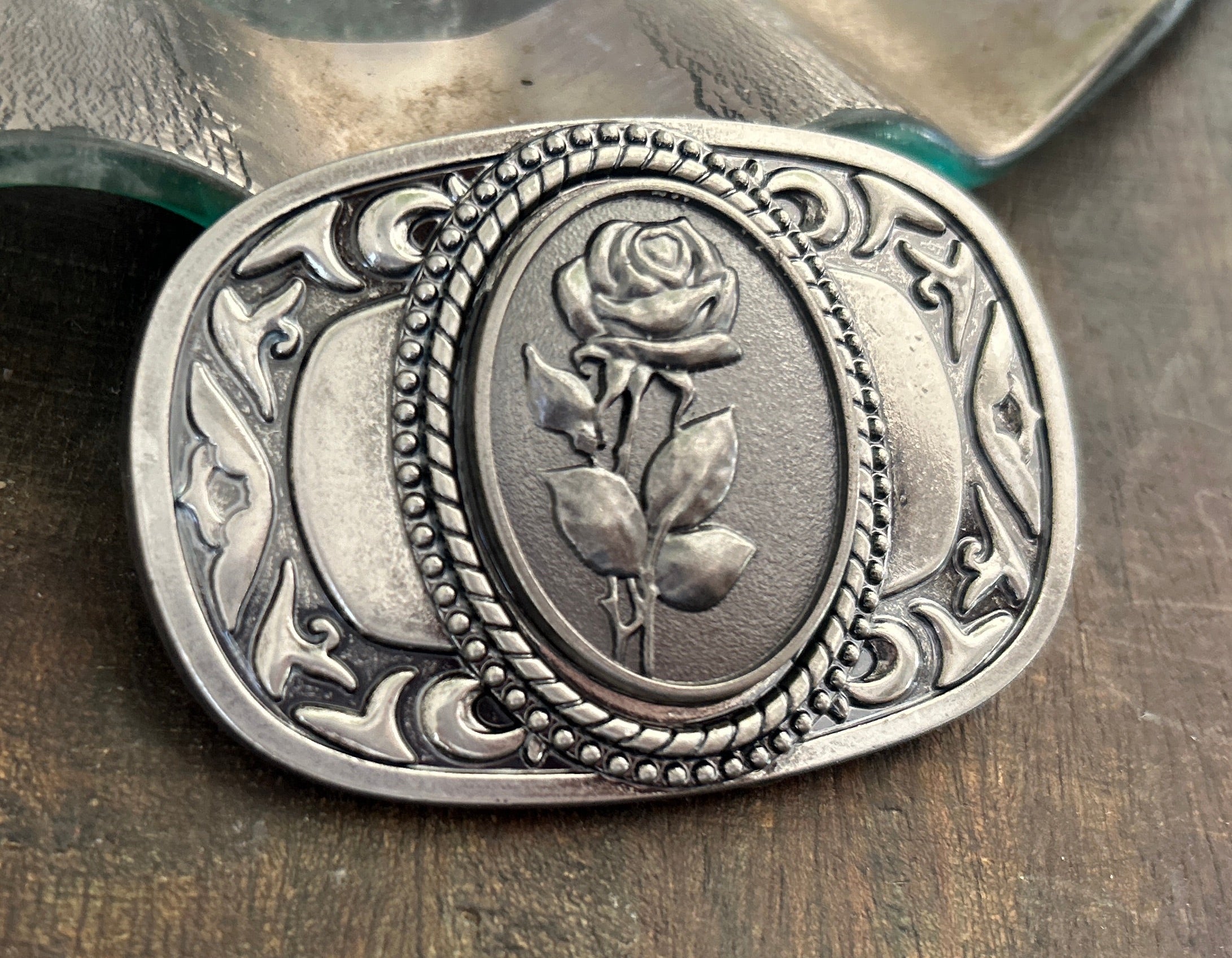 Pewter Rose Belt Buckle