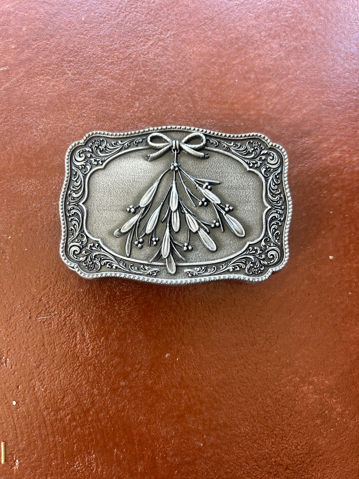 Under the Mistletoe Belt Buckle - Silver or Gold