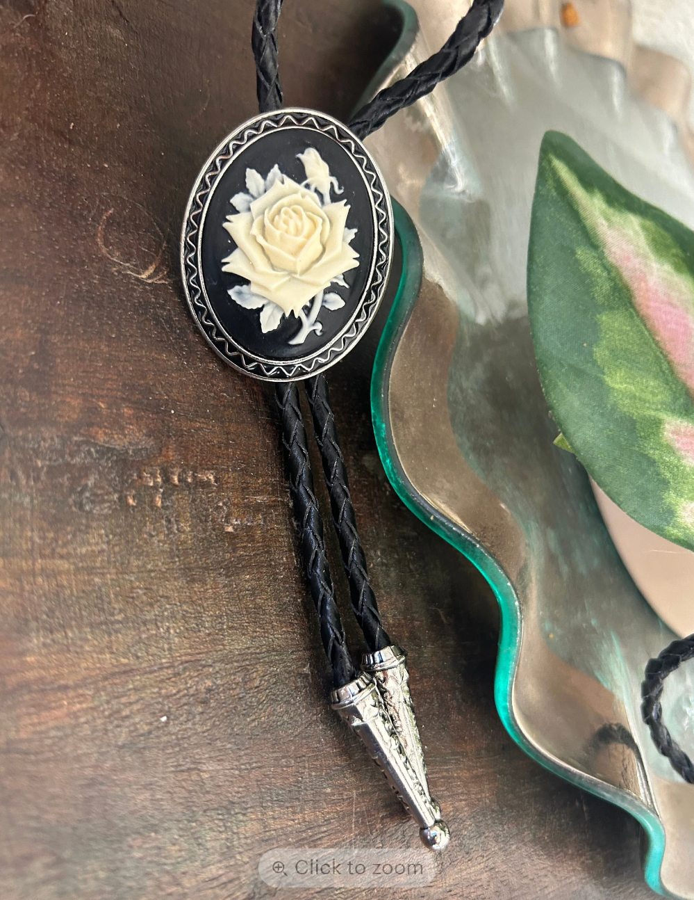 White Rose Bolo Tie