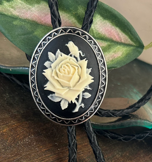 White Rose Bolo Tie