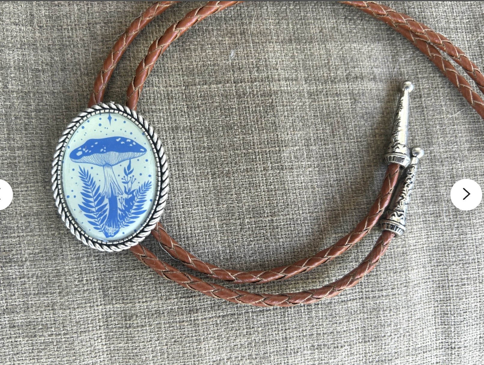 Blue Mushroom Bolo Tie