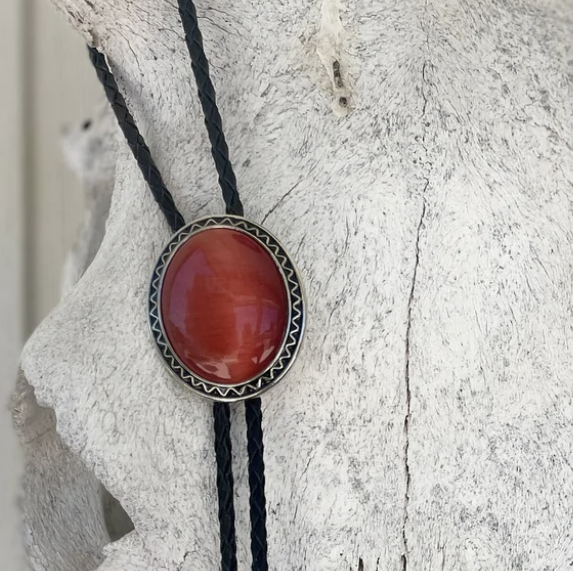 Red Stone Bolo Tie
