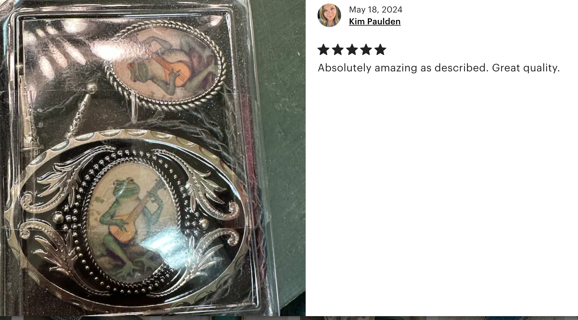 Banjo Frog Belt Buckle Silver Frame