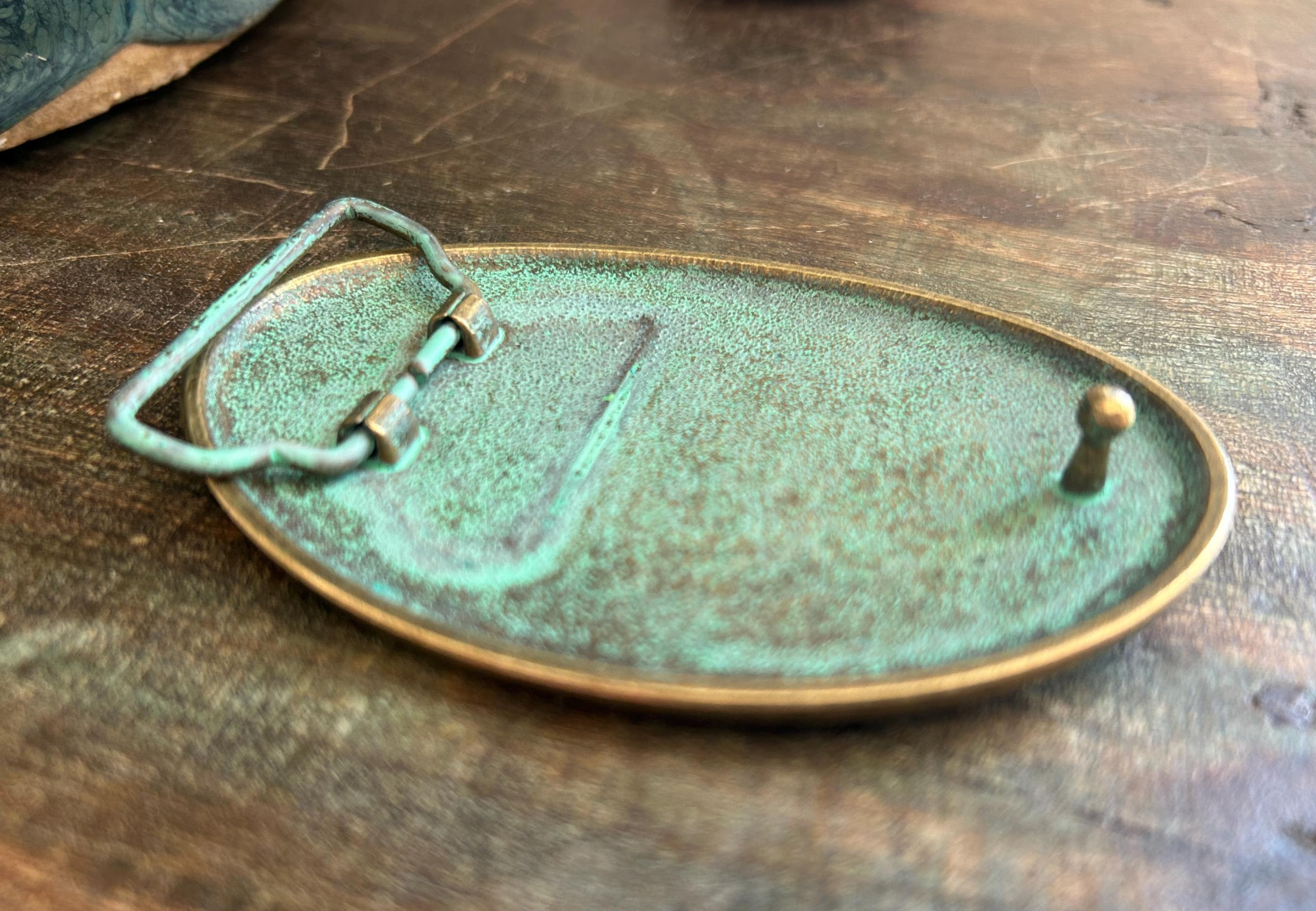 Antique Patina Turquoise Belt Buckle