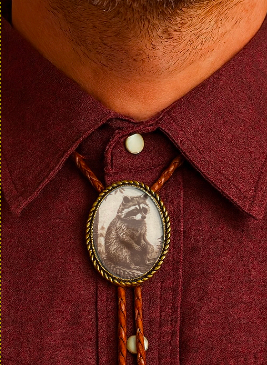 Raccoon Bolo Tie
