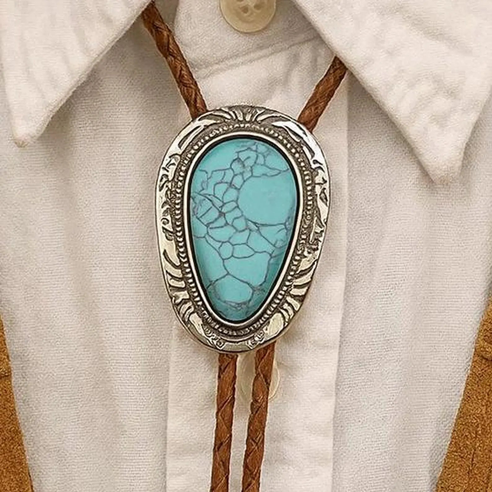 Pear Turquoise Bolo Tie