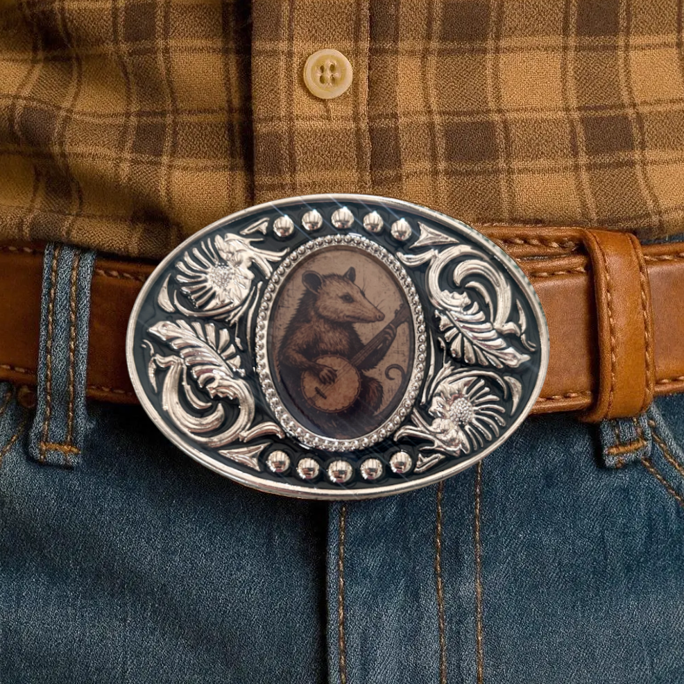 Banjo Opossum Belt Buckle