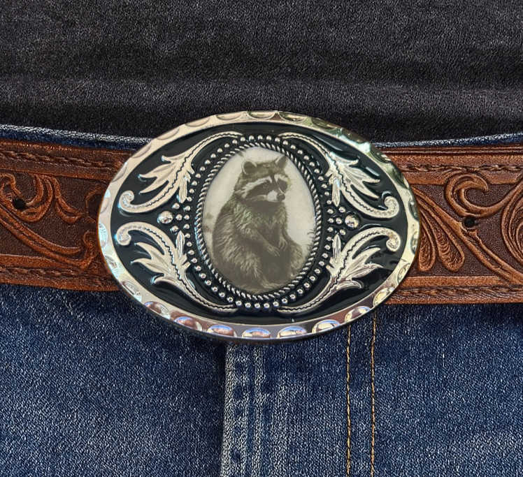 Raccoon Belt Buckle Silver