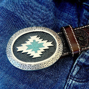 Genuine Turquoise Zia Belt Buckle
