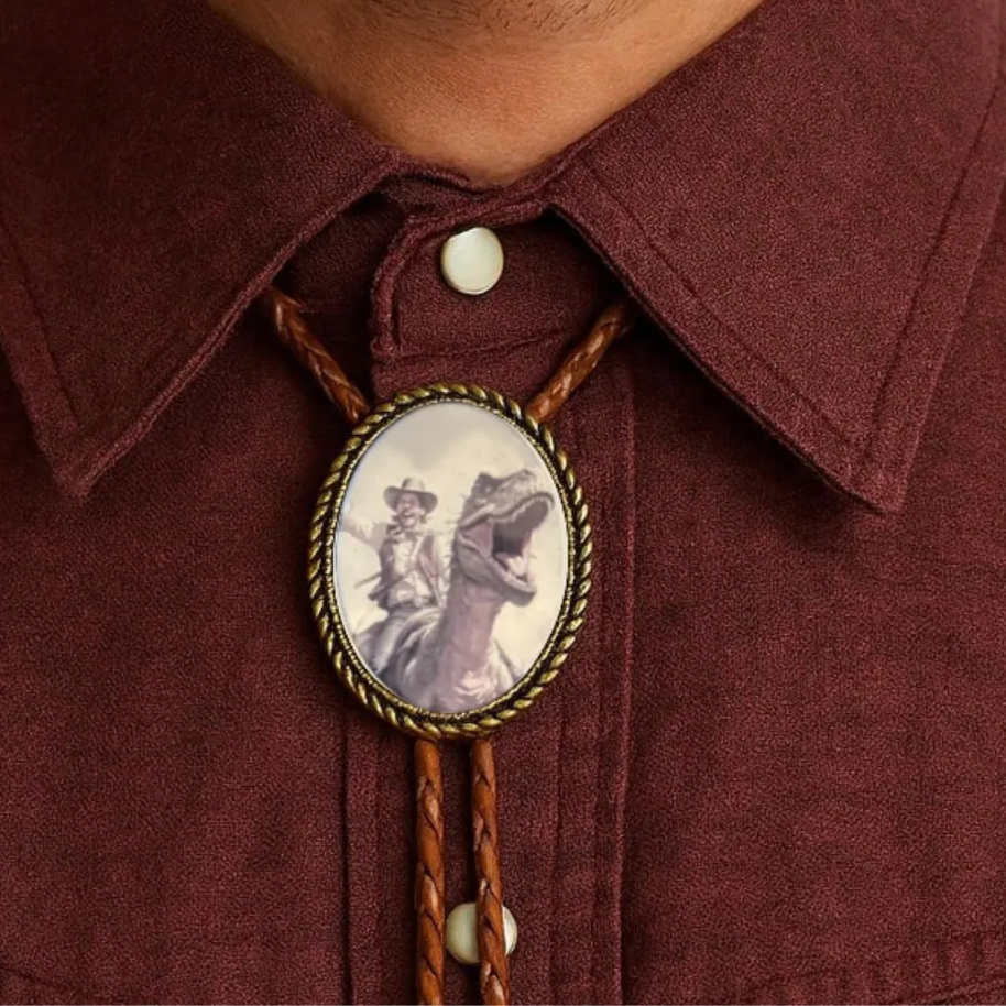 Dinosaur Cowboy Bolo Tie