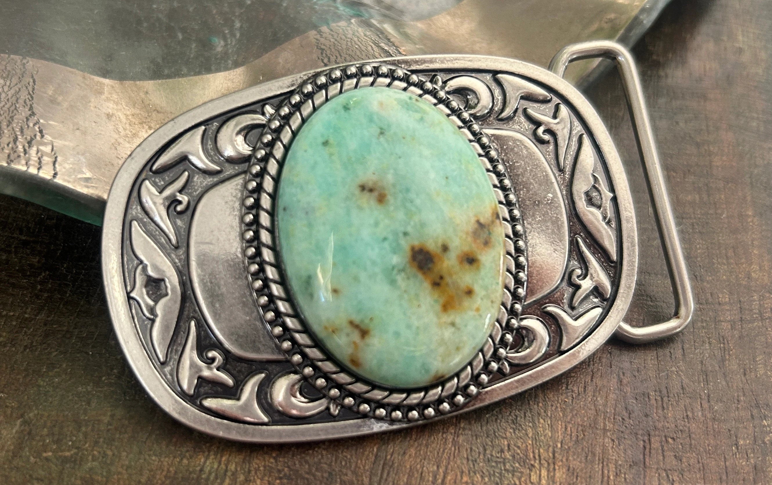 Teal Cabochon Belt Buckle