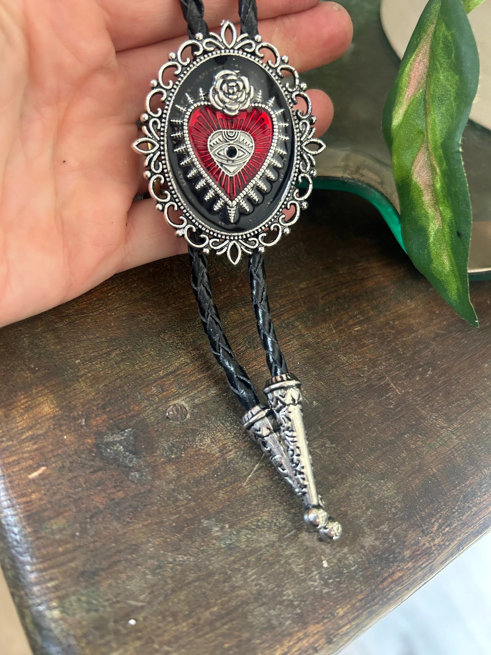 Sacred Heart Rose Bolo Tie