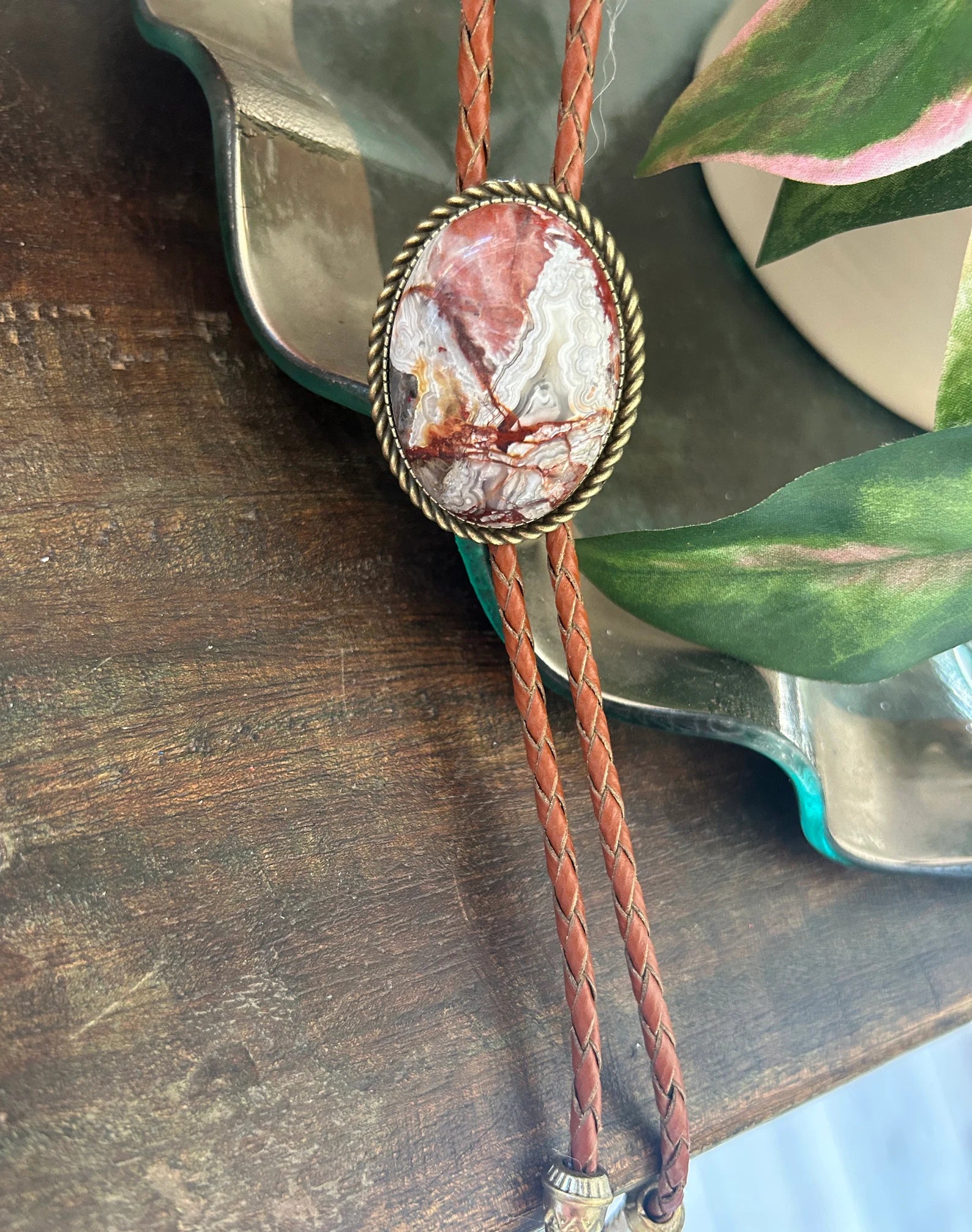 Crazy Lace Agate Bolo Tie