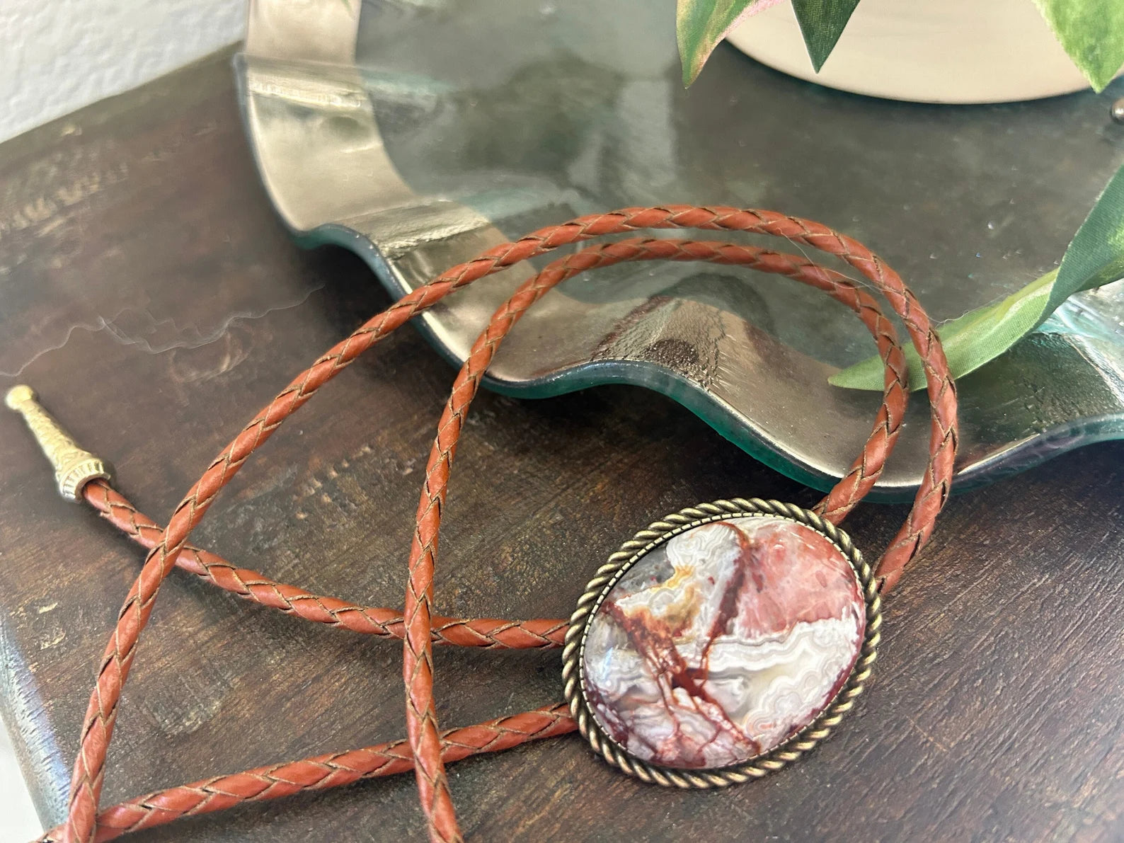 Crazy Lace Agate Bolo Tie