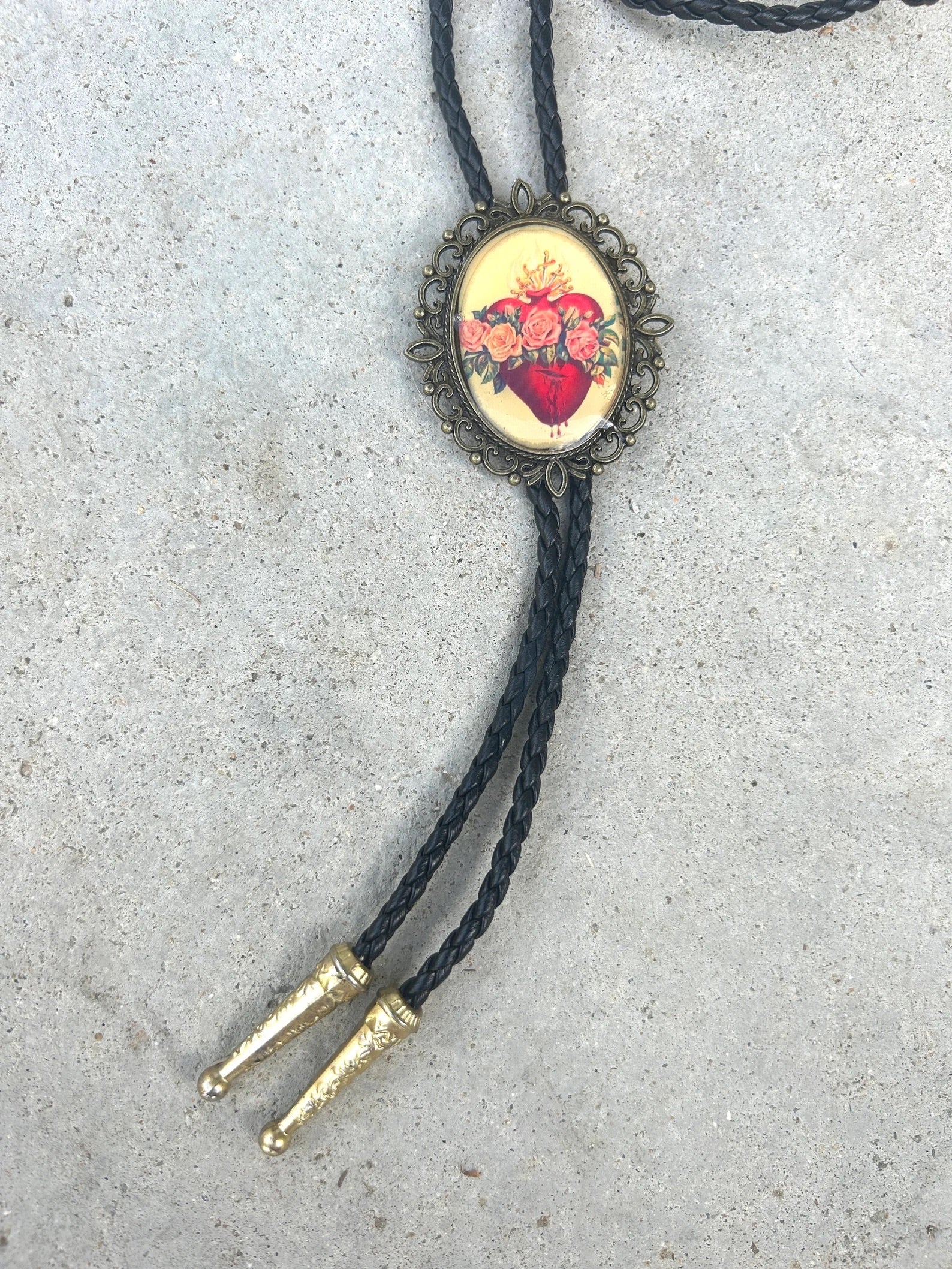 Sacred Heart Rose Bolo Tie