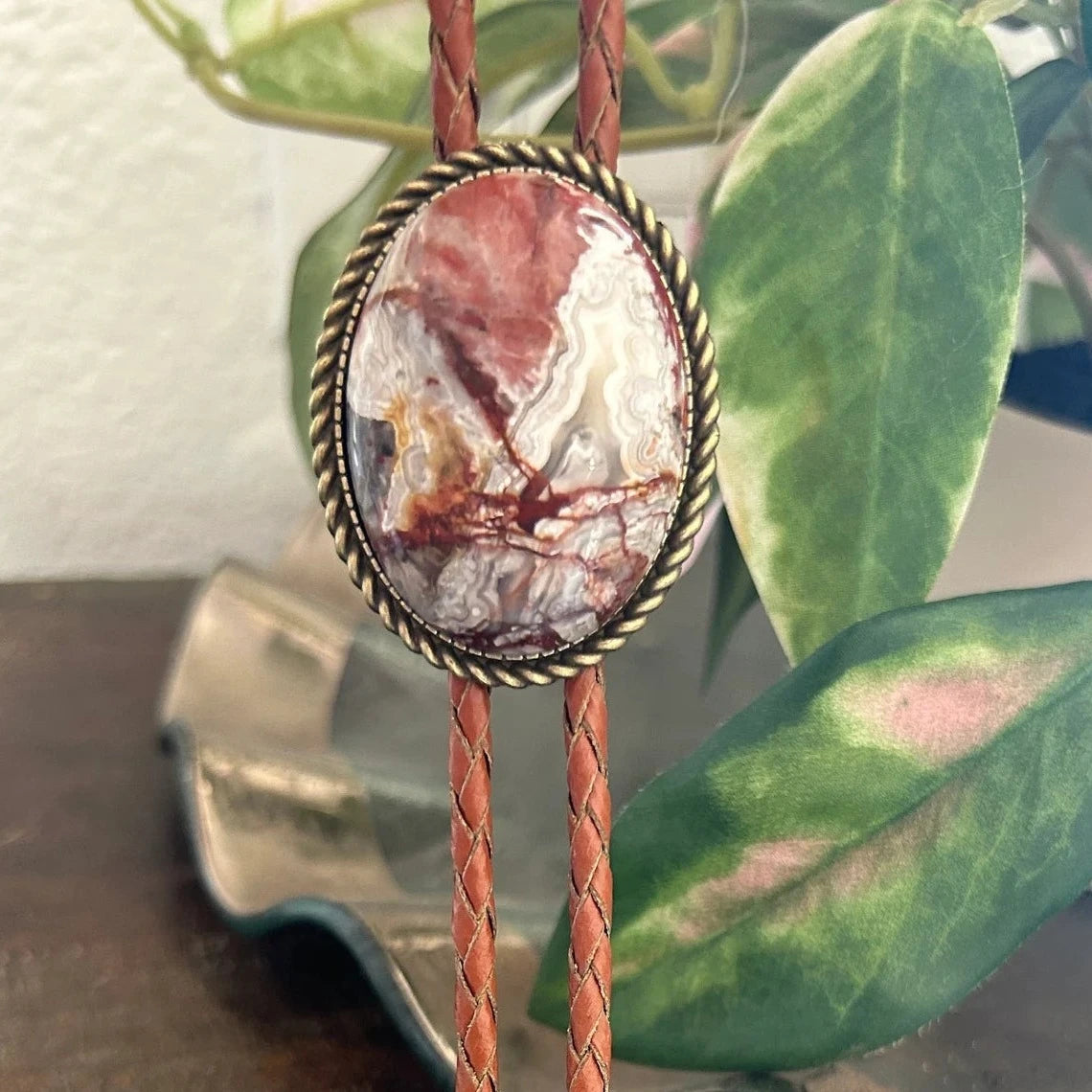 Crazy Lace Agate Bolo Tie