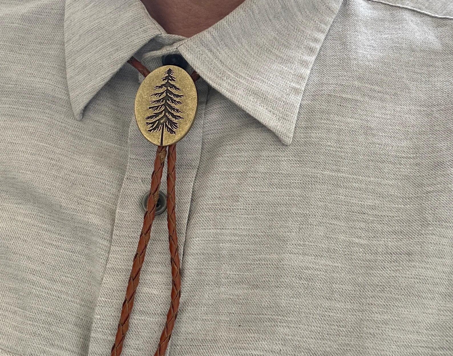 Golden Pine Tree Bolo Tie