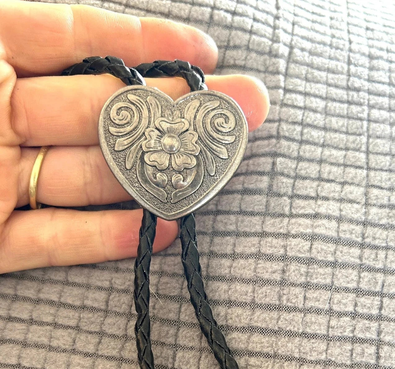 Silver Heart Bolo Tie