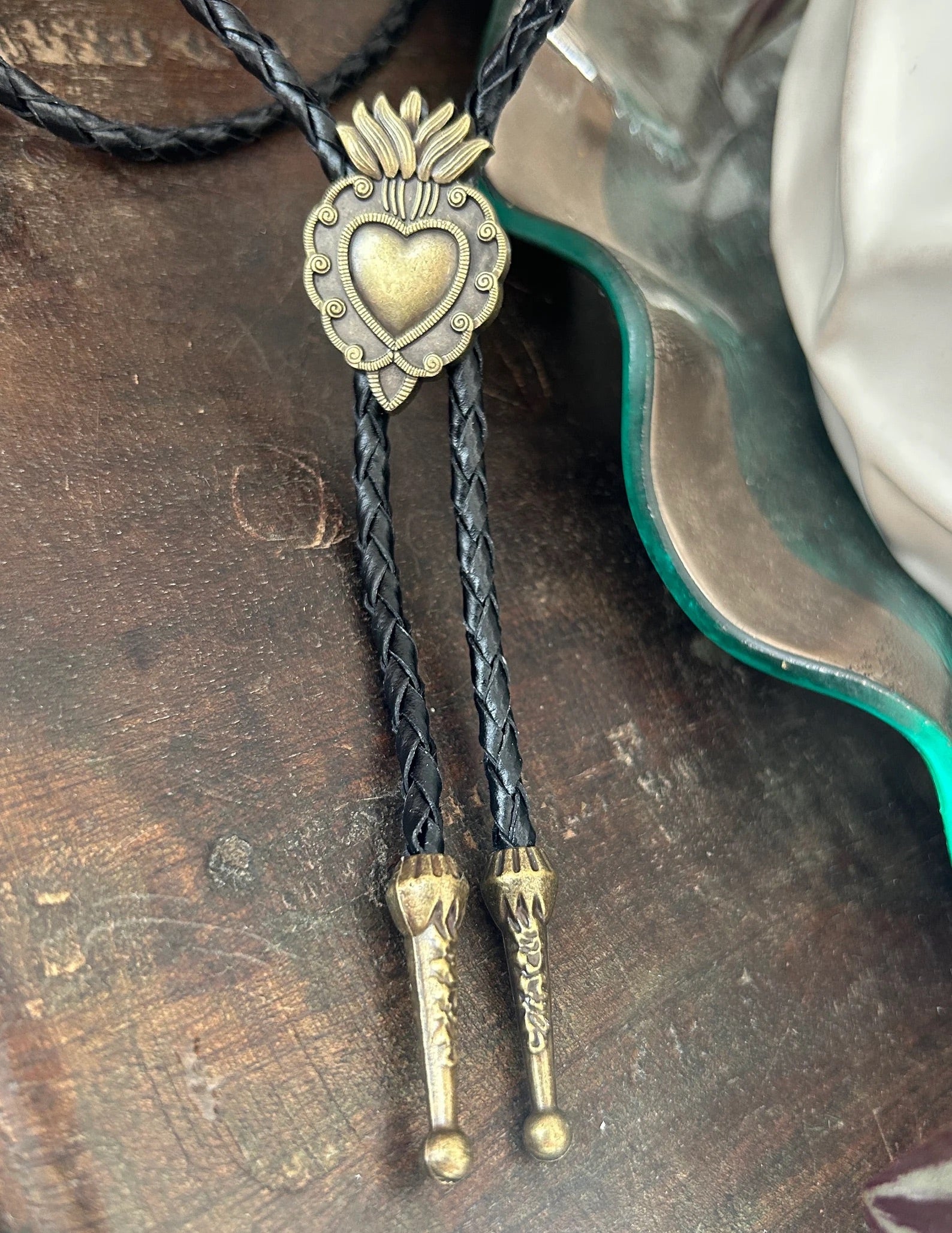 Sacred Heart Crown Gold Bolo Tie