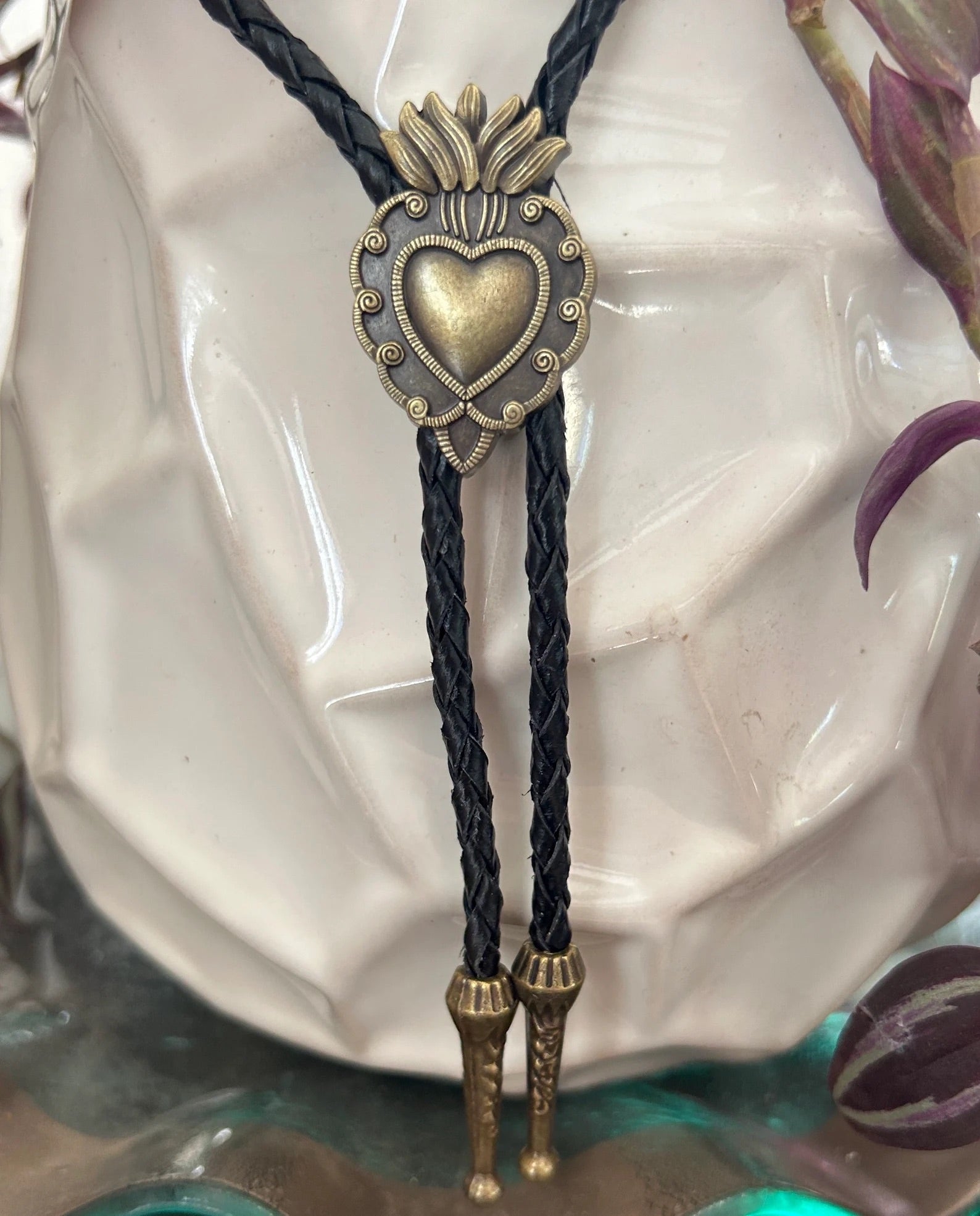 Sacred Heart Crown Gold Bolo Tie