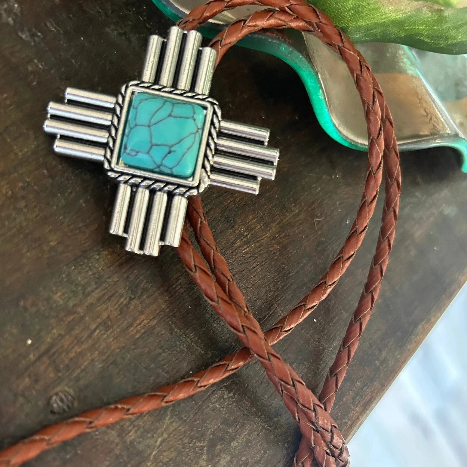 Turquoise Cross Bolo Tie