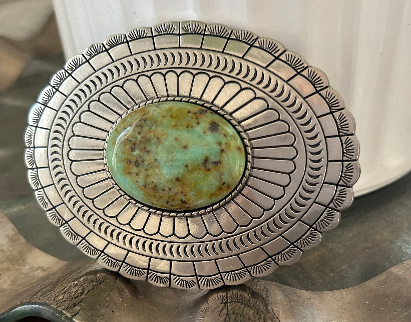 Large Teal Stone Belt Buckle
