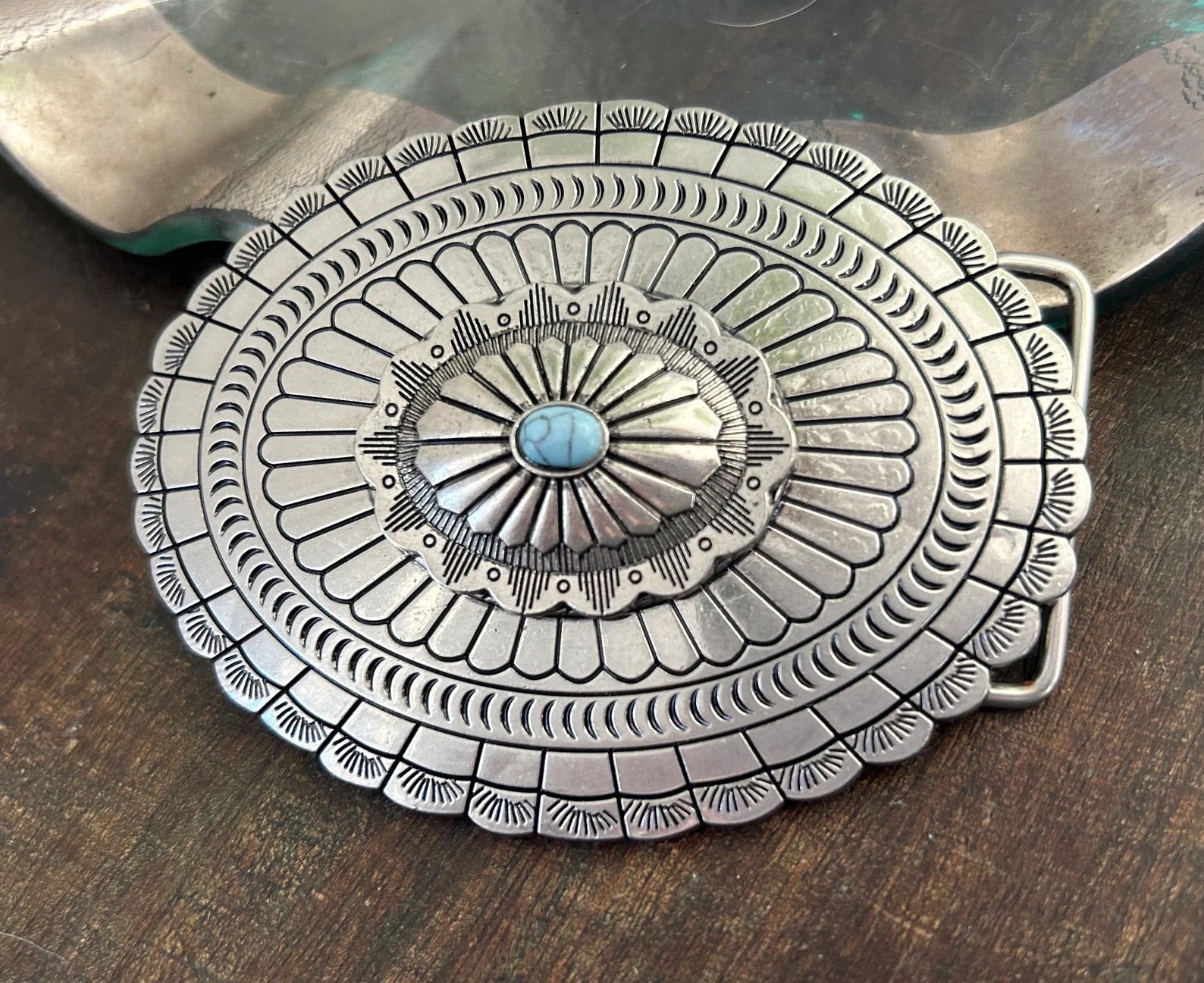 One of a Kind Large Turquoise Stone Belt Buckle