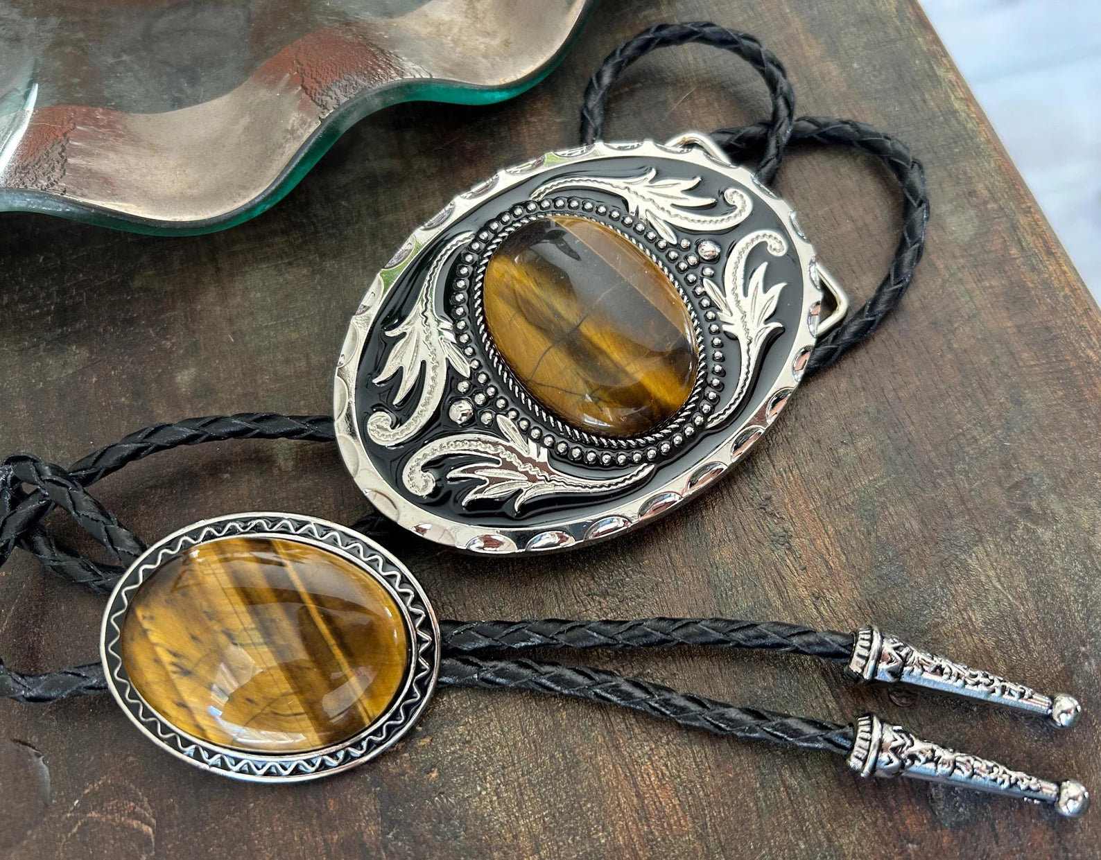 Tigers Eye Stone Buckle/Bolo Set
