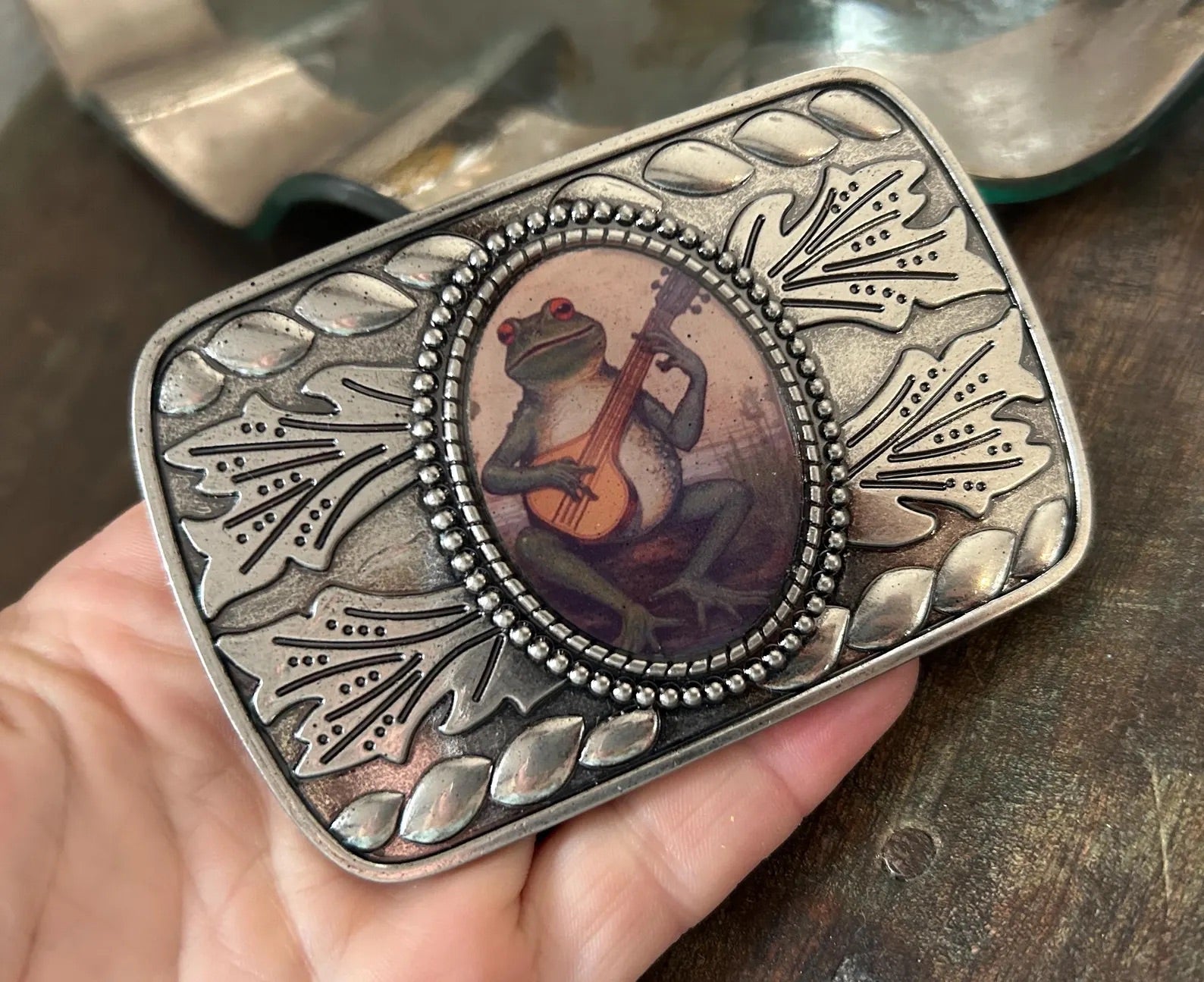 Banjo Frog Belt Buckle