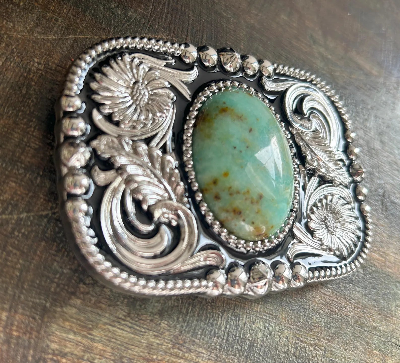 Teal Intricate Belt Buckle