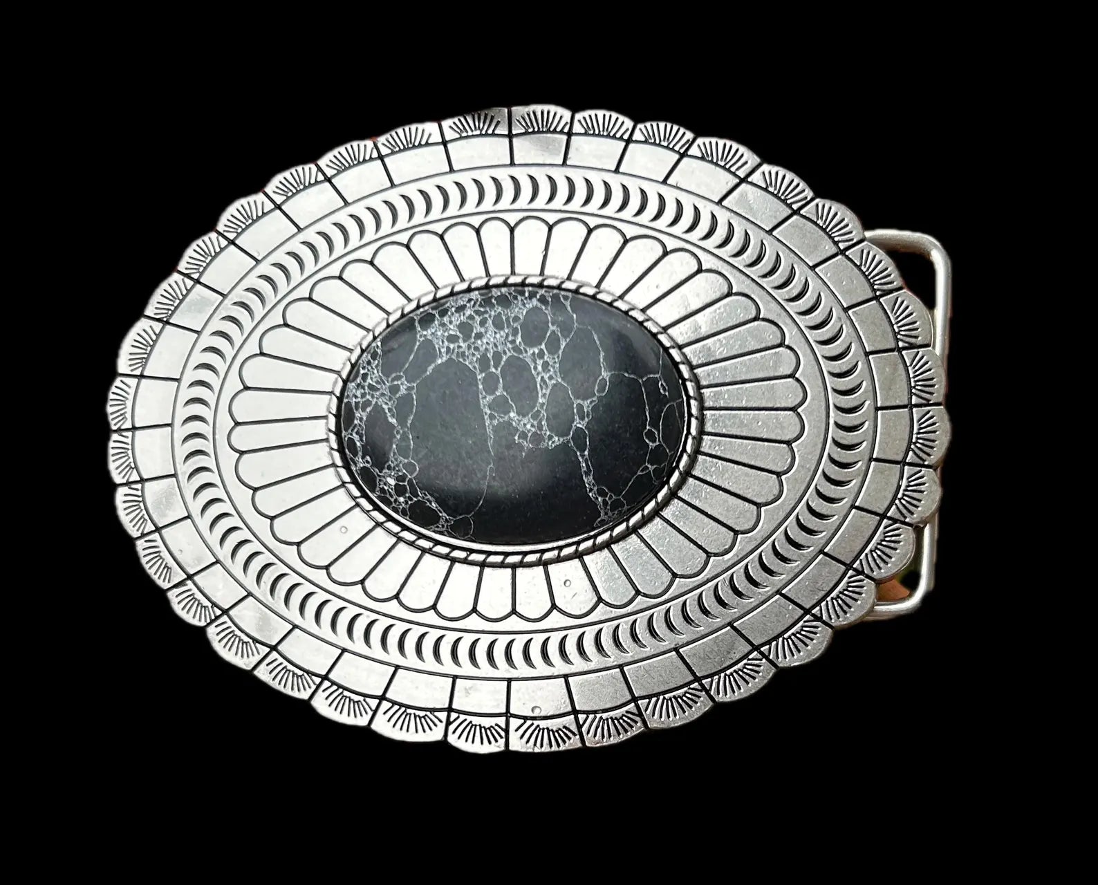 Large Black Stone Belt Buckle