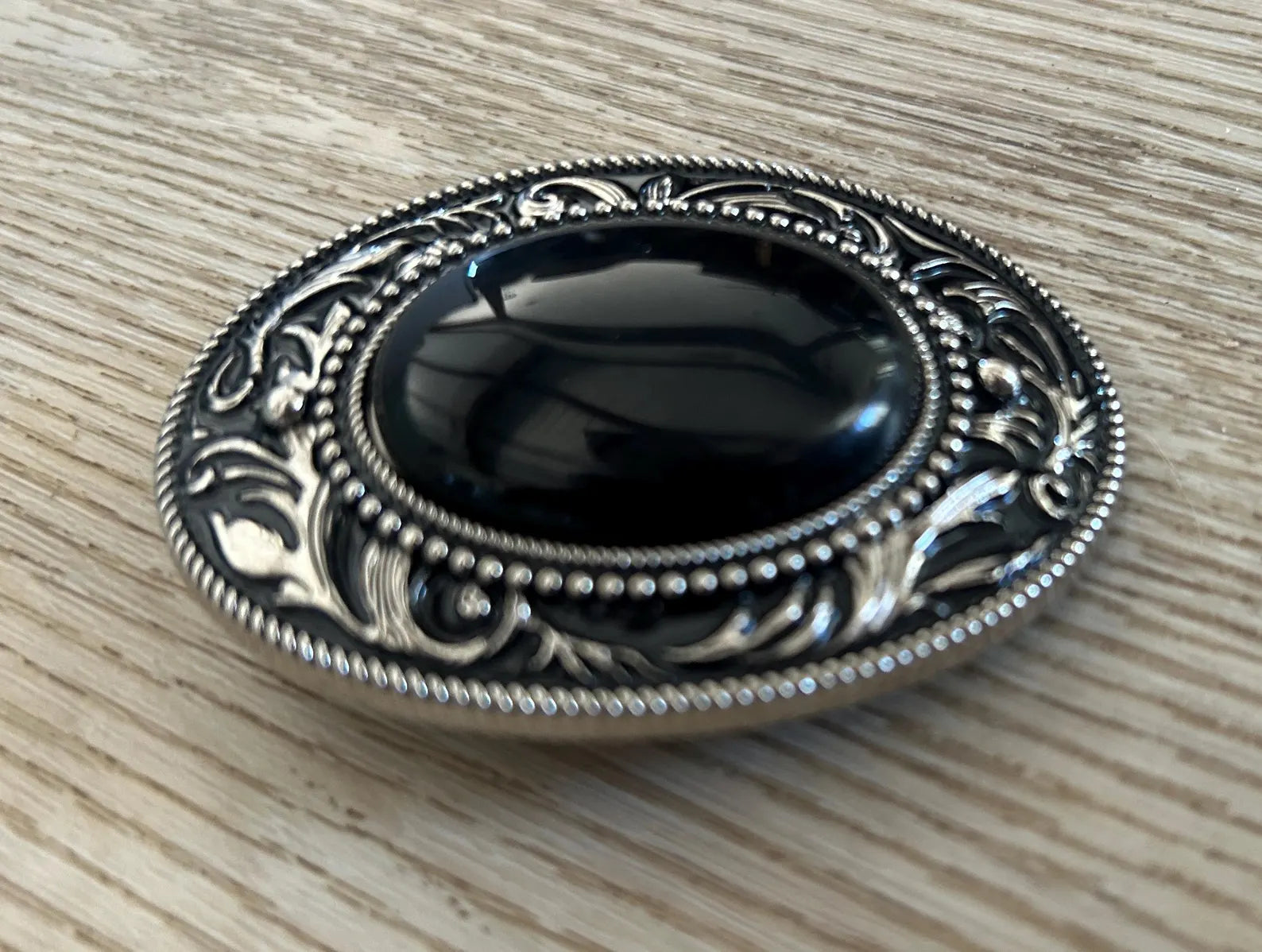 Black Stone Oval Buckle