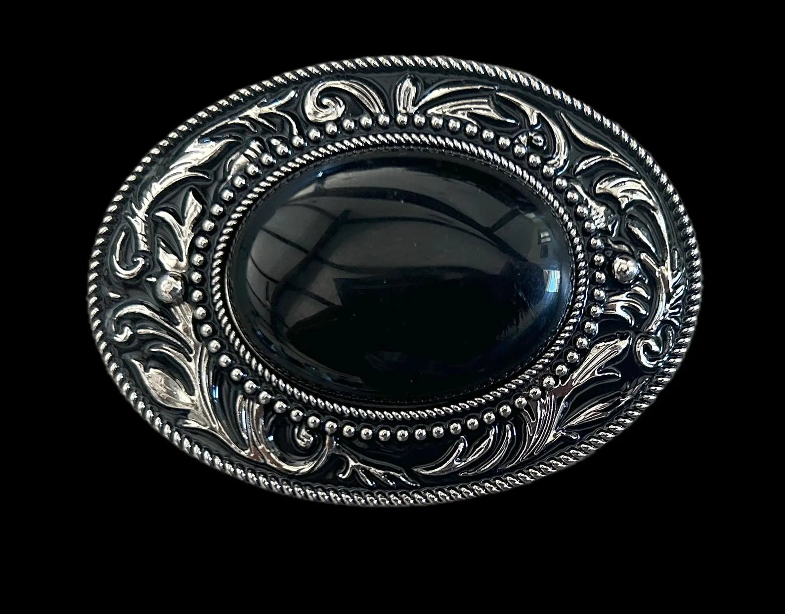 Black Stone Oval Buckle