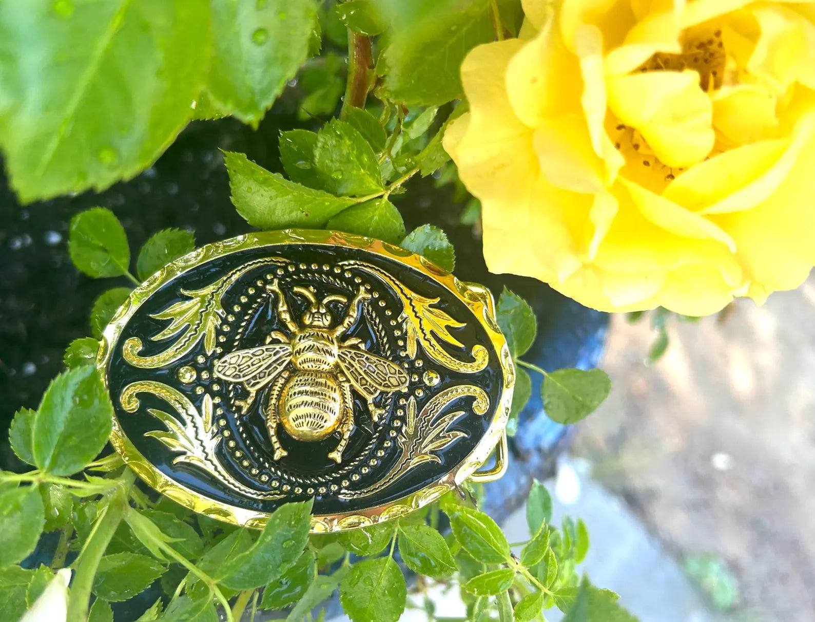 Gold Honey Bee Belt Buckle