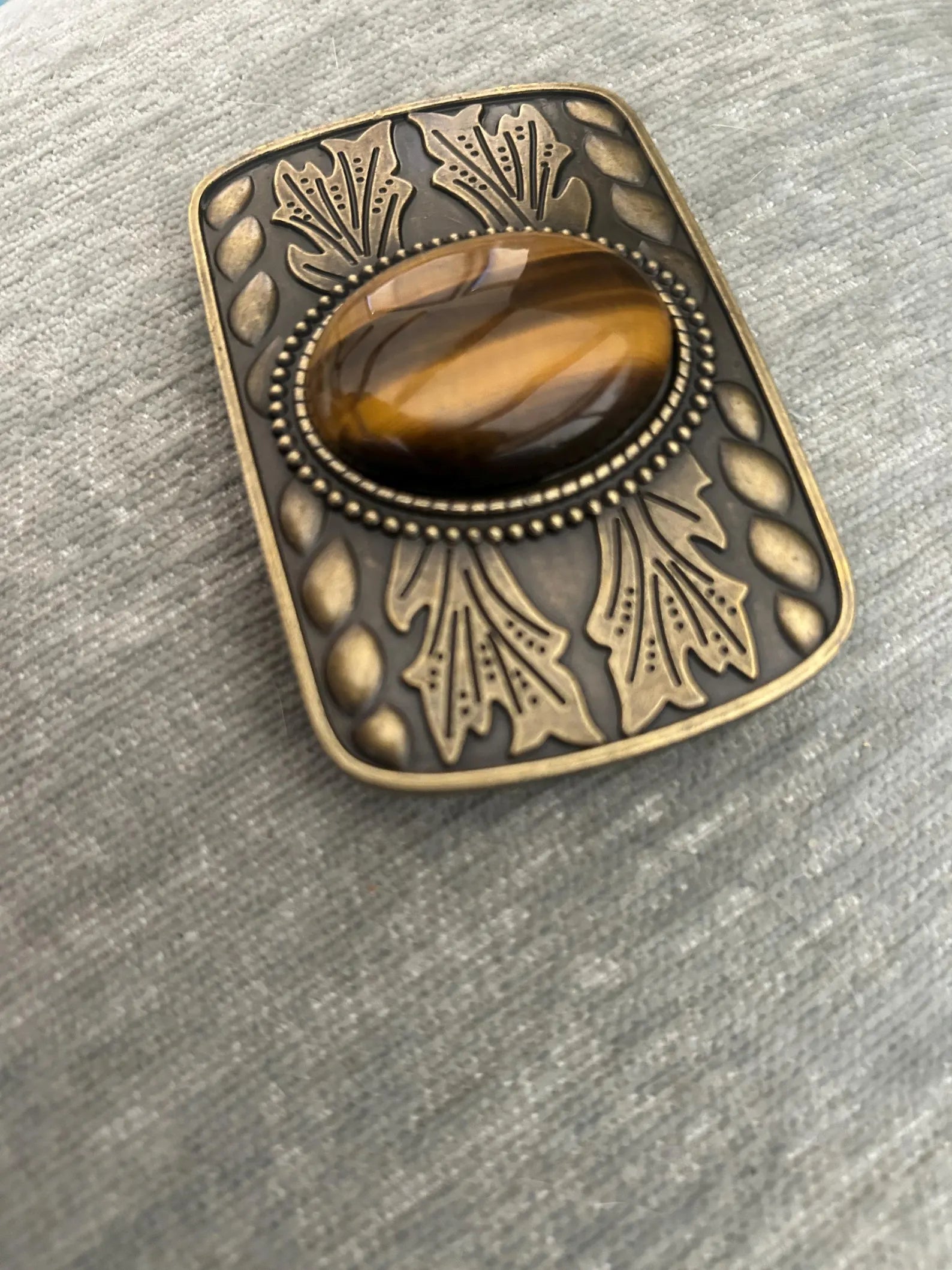 Antique Gold Tigers Eye Belt Buckle