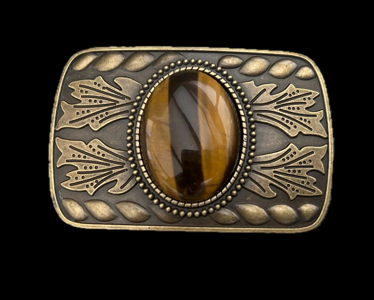 Antique Gold Tigers Eye Belt Buckle