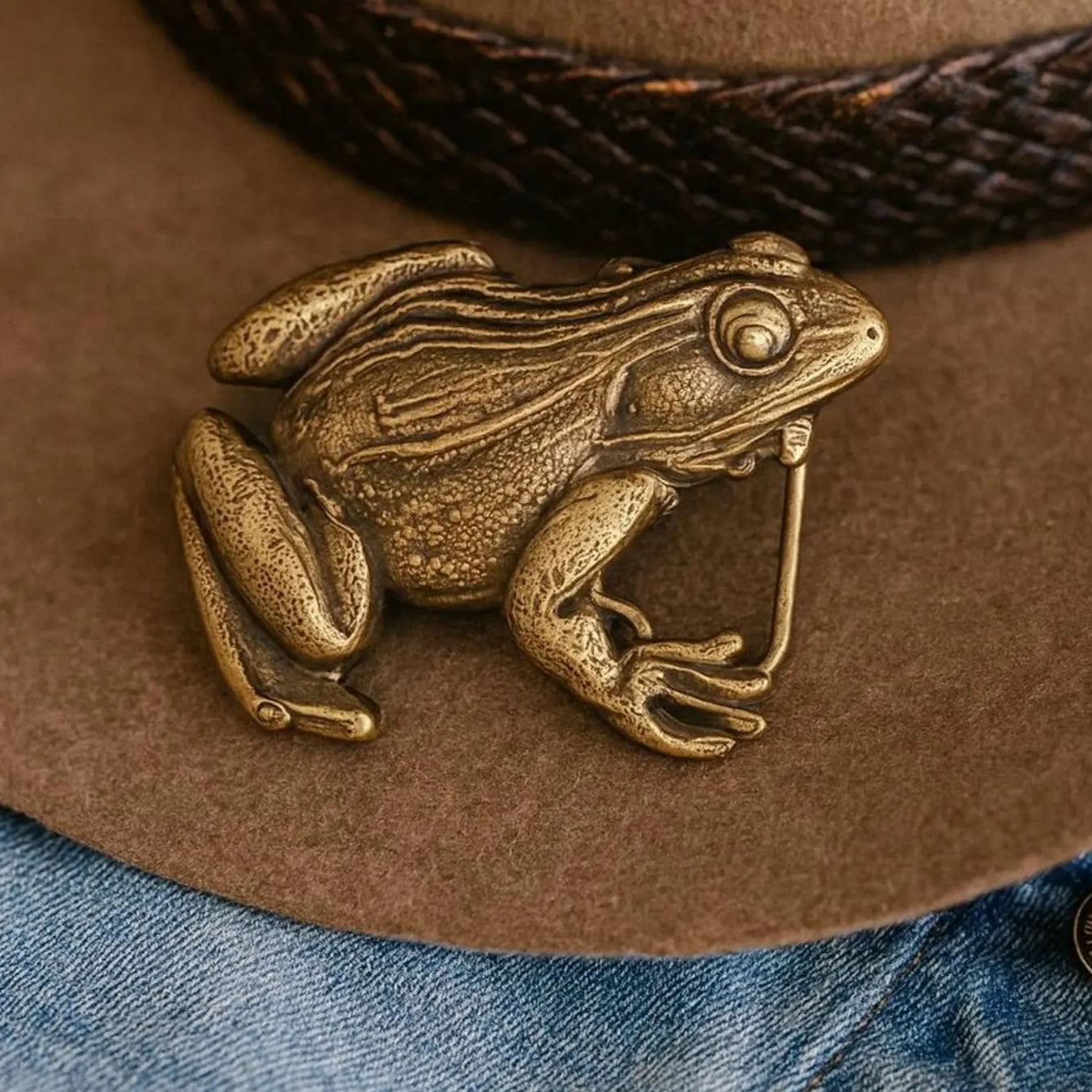 Brass Frog Belt Buckle