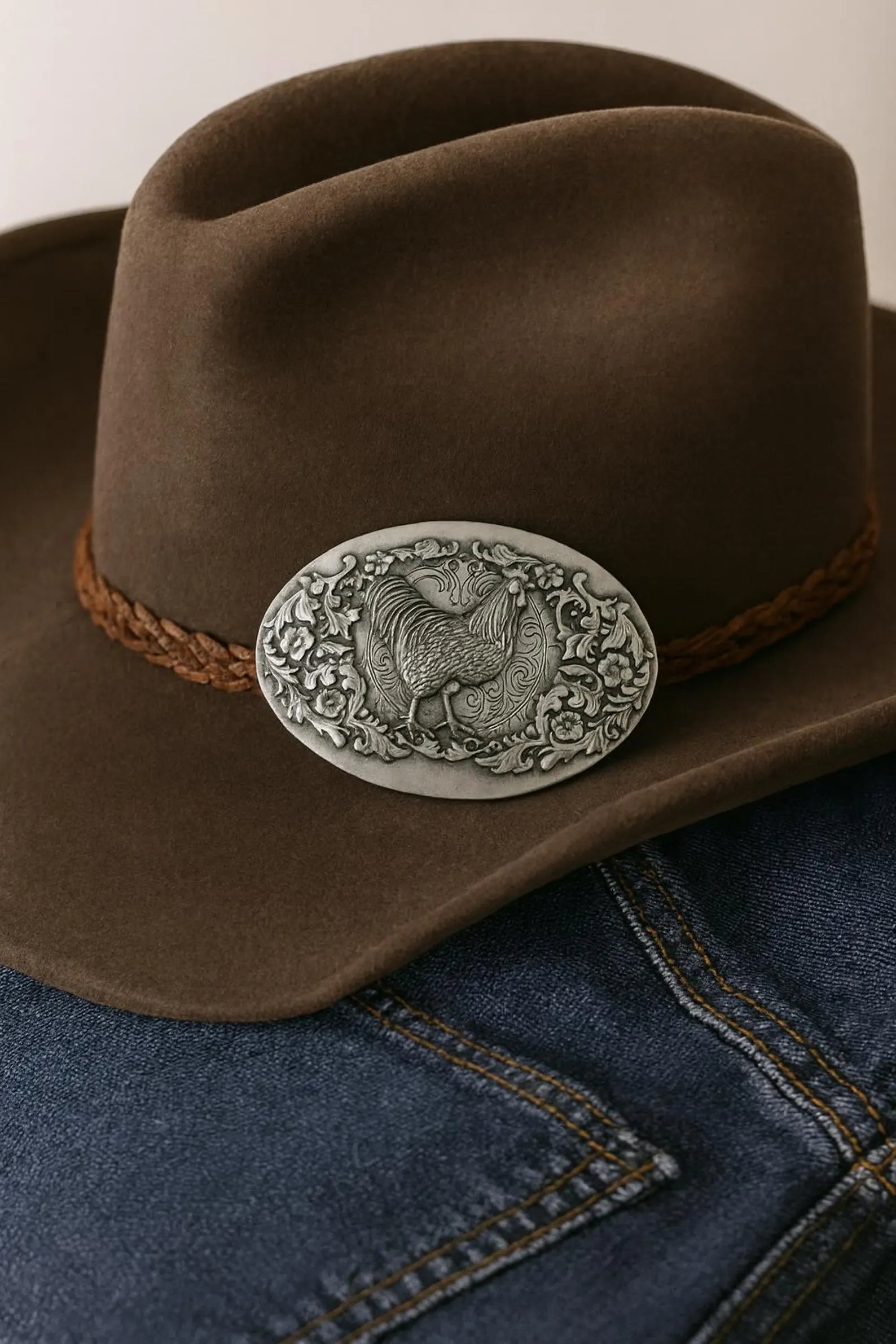 Silver Rooster Belt Buckle