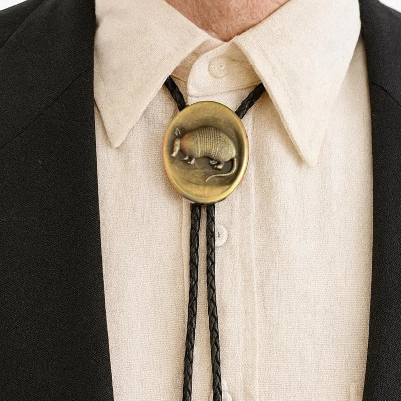 Gold Armadillo Bolo Tie