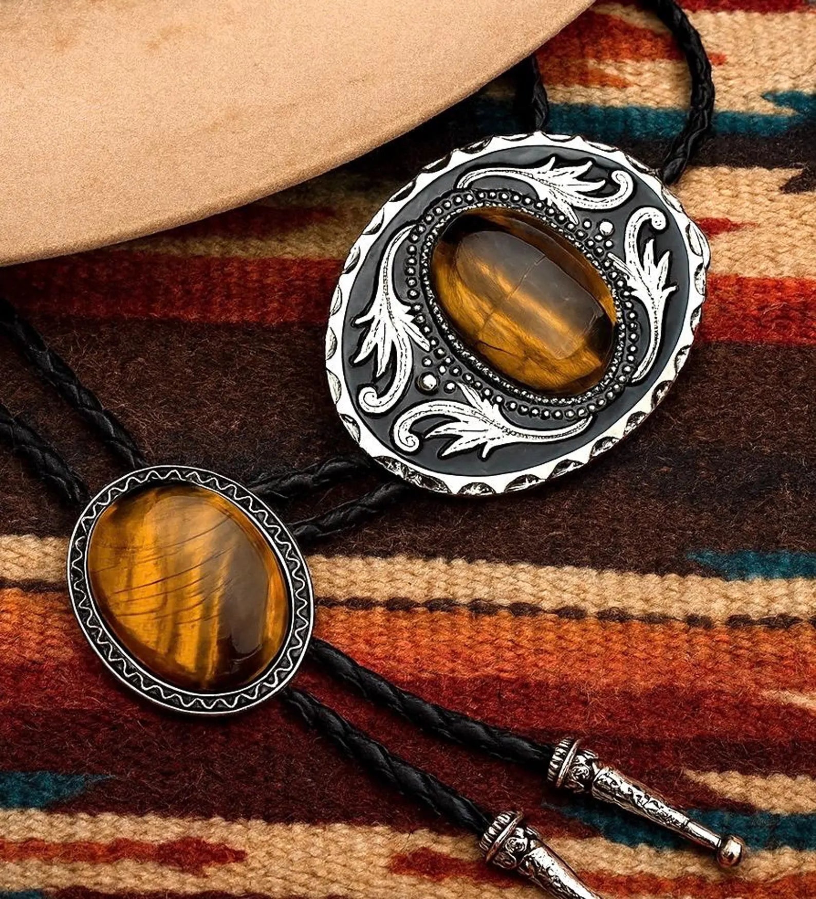 Tigers Eye Stone Buckle/Bolo Set