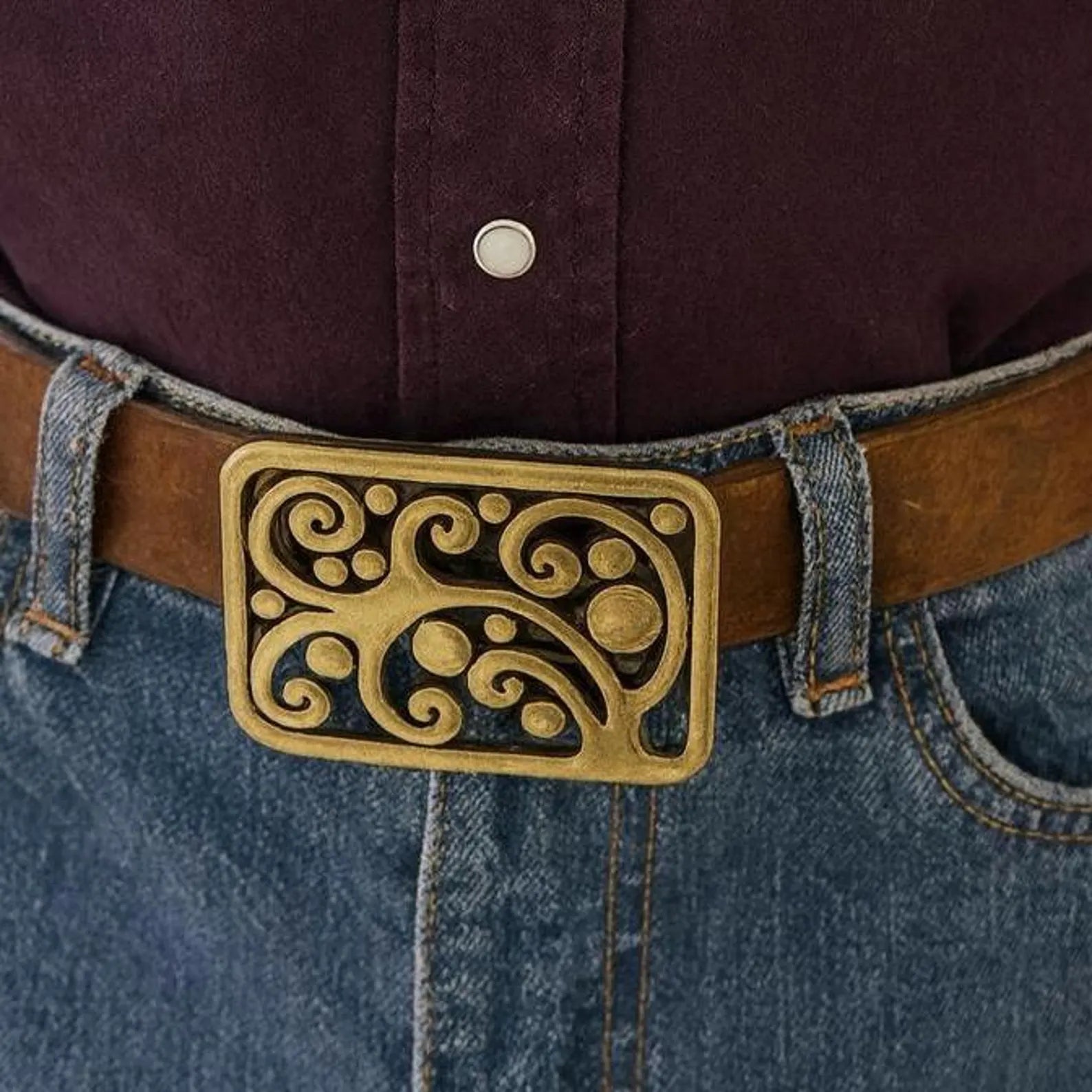 Vintage Handmade Solid Brass Belt Buckle
