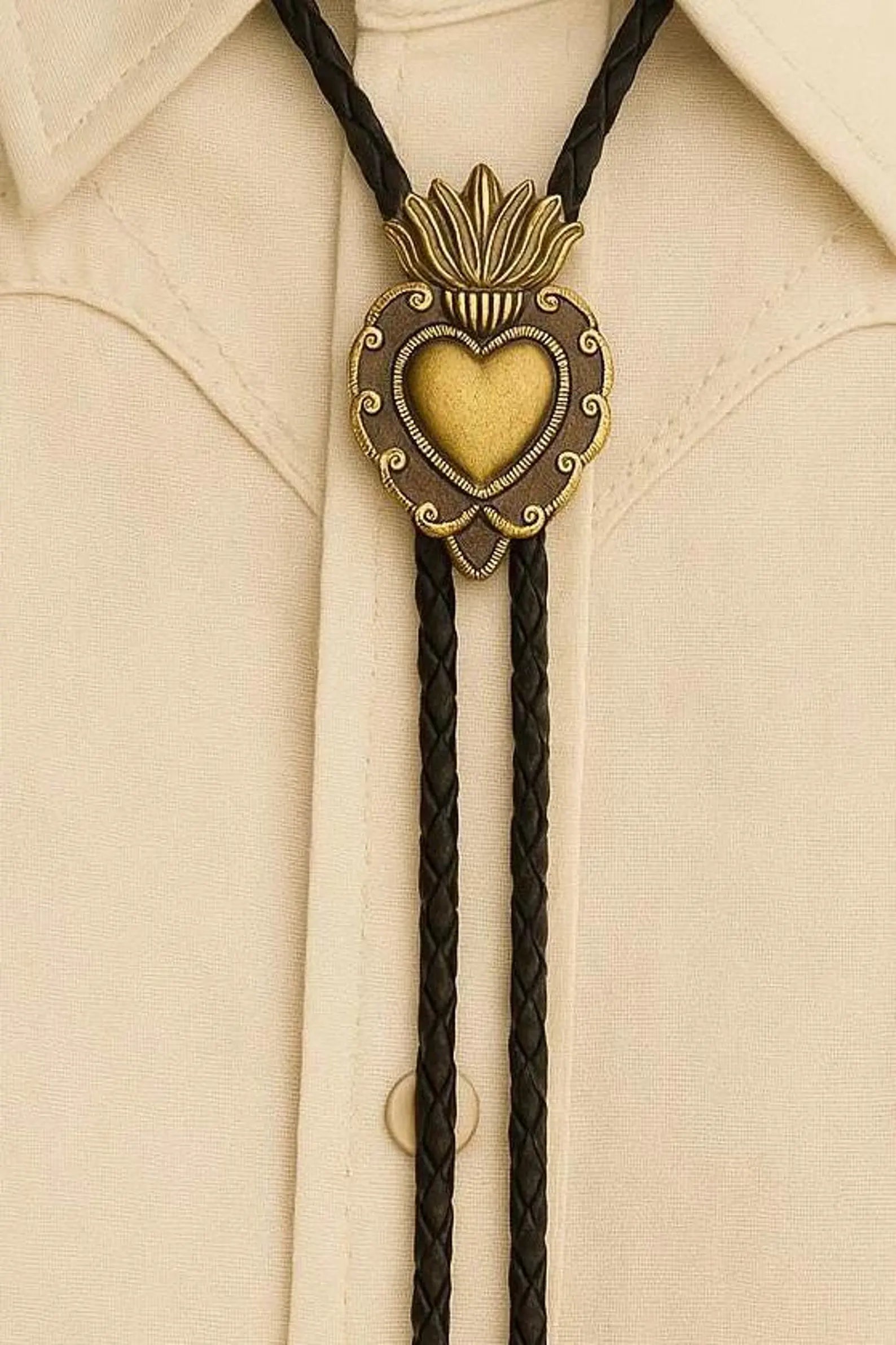 Sacred Heart Crown Gold Bolo Tie