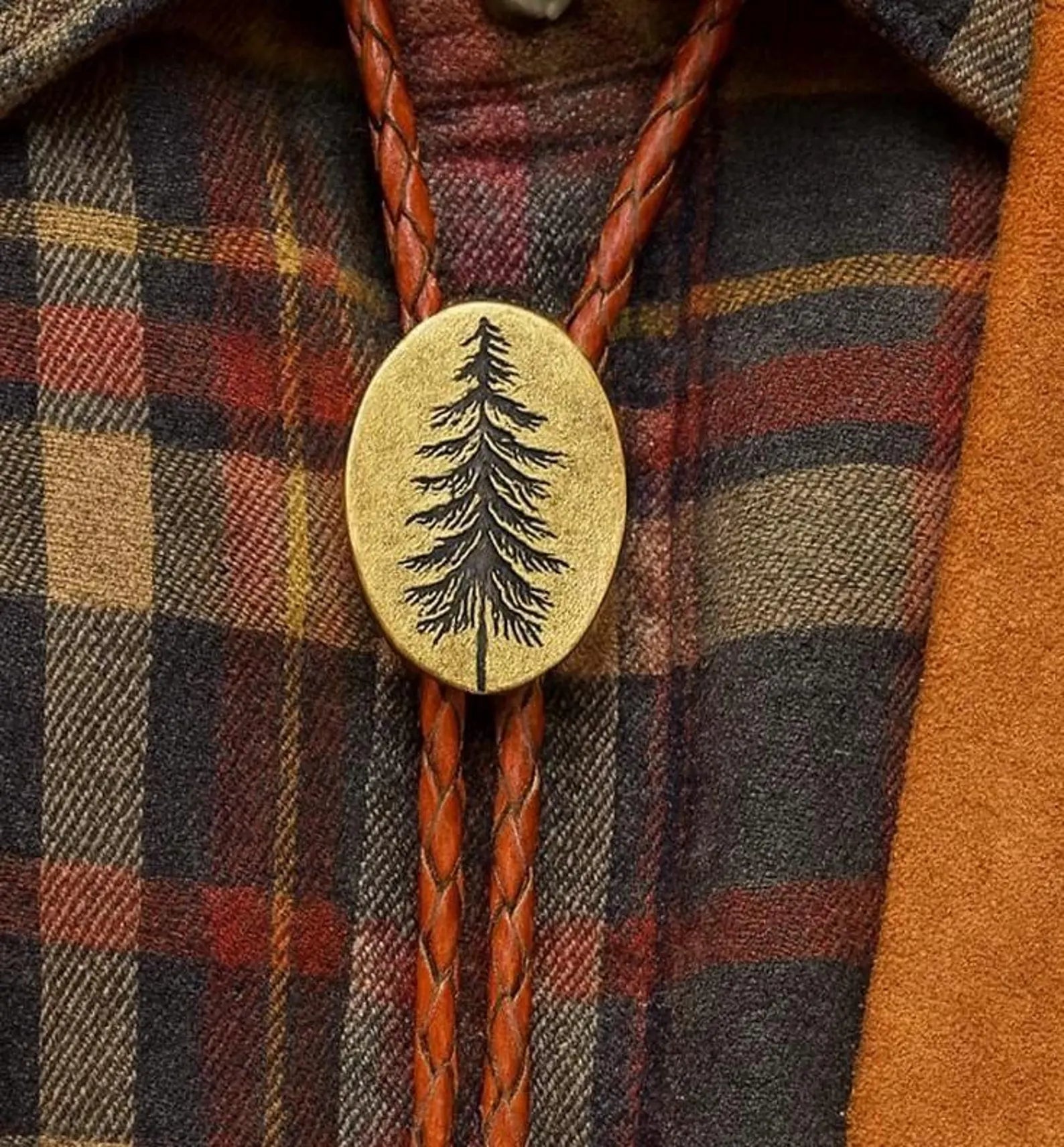 Golden Pine Tree Bolo Tie