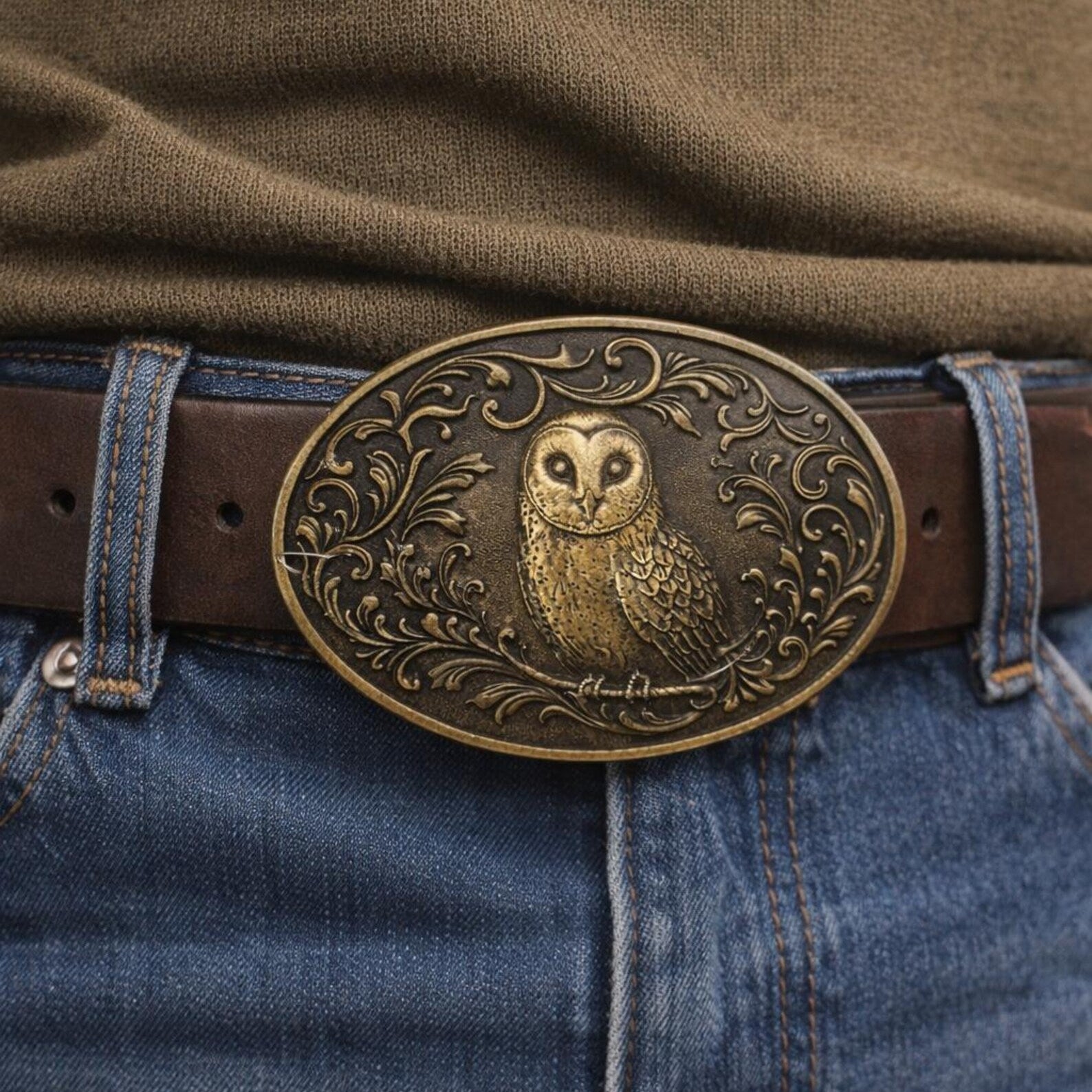 Bronze Owl Belt Buckle