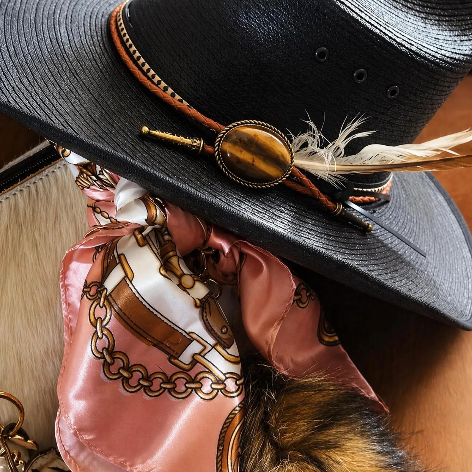 Tigers Eye Stone Hat Band